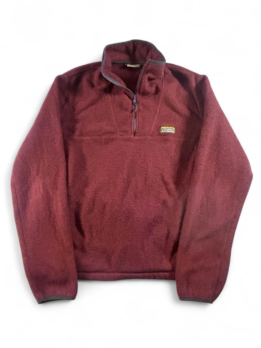 Vintage L.L. Bean Deep Pile Fleece Quarter Zip Pullover Maroon Medium